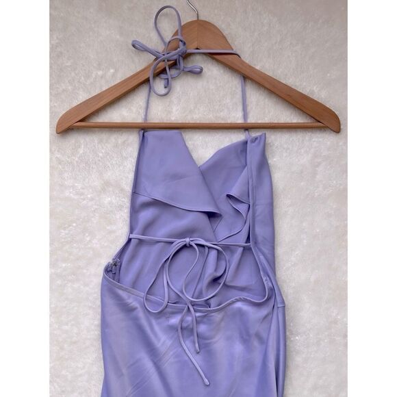 NWT Urban Outfitters UO Lavender Tie Halter Cowl Neck Open Back Maxi Slip Dress - Picture 6 of 12